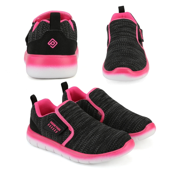 [EZ-Ons MightyMovers] Comfortable Kids Running Shoes - BLACK FUCHSIA - 1
